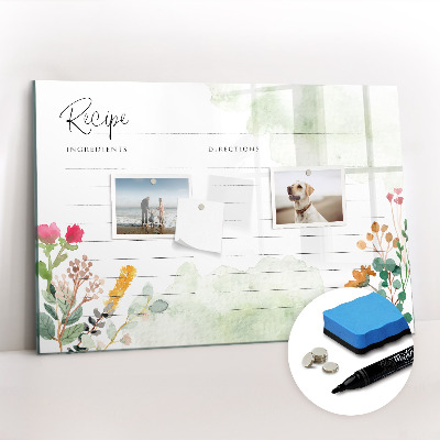 Dry erase magnetic board Place for a recipe