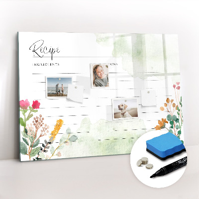Dry erase magnetic board Place for a recipe