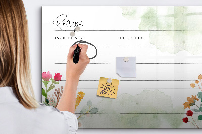 Magnetic writing board Place for a recipe