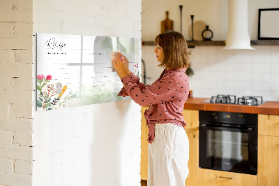 Dry erase magnetic board Place for a recipe