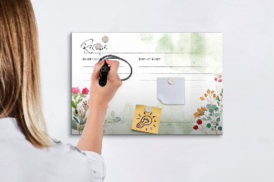 Dry erase magnetic board Place for a recipe