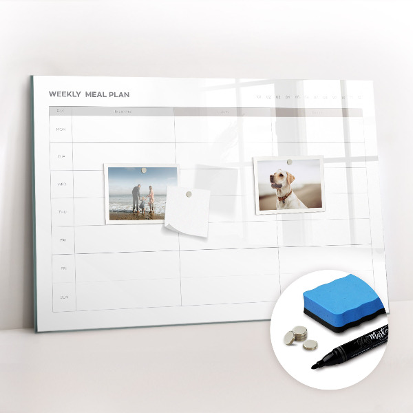 Dry erase magnetic board Simple menu