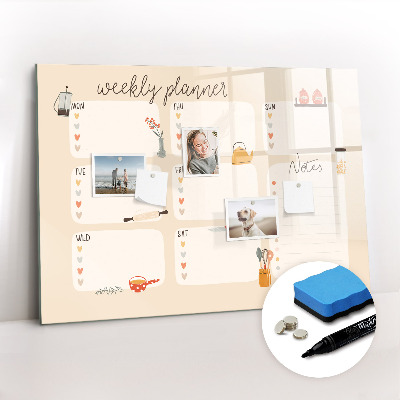 Magnetic board with marker Weekly planner