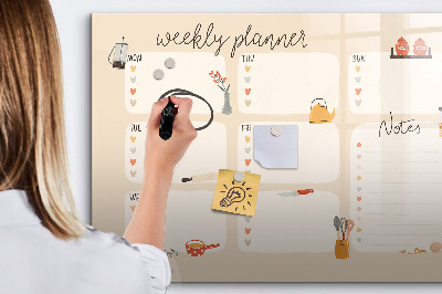 Magnetic board with marker Weekly planner