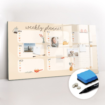 Magnetic board with marker Weekly planner