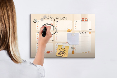 Magnetic board with marker Weekly planner