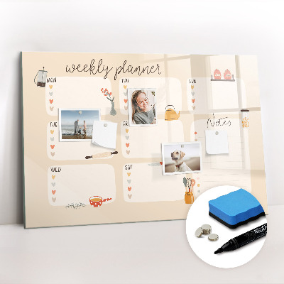 Magnetic board with marker Weekly planner