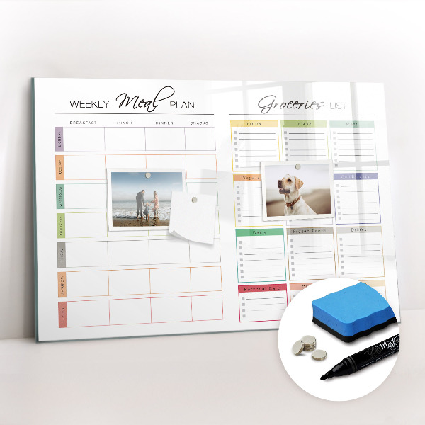 Dry erase magnetic board Weekly menu