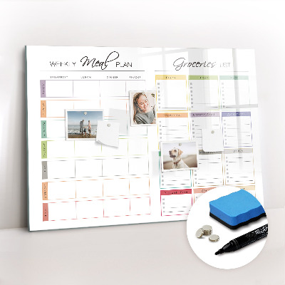 Dry erase magnetic board Weekly menu