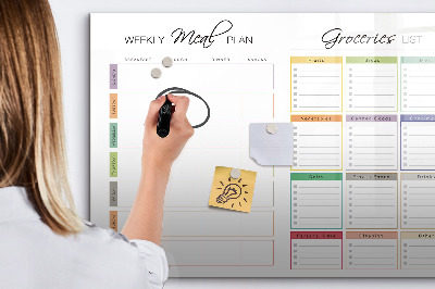 Dry erase magnetic board Weekly menu