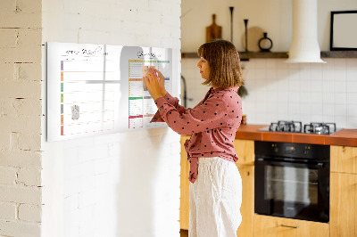 Magnetic writing board Weekly menu