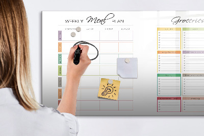 Dry erase magnetic board Weekly menu