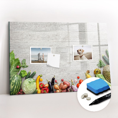 Dry erase magnetic board Vegetables on the table