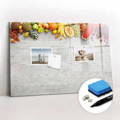 Magnetic board for writing Fruits on the table