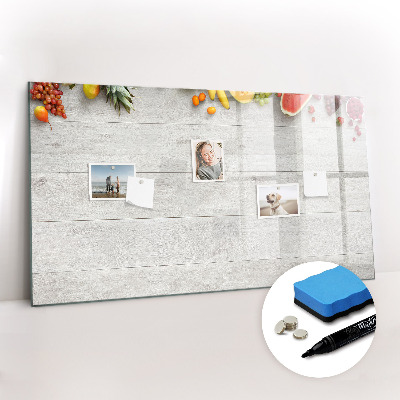 Magnetic board for writing Fruits on the table