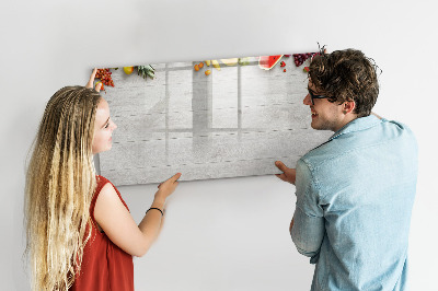 Magnetic board for writing Fruits on the table