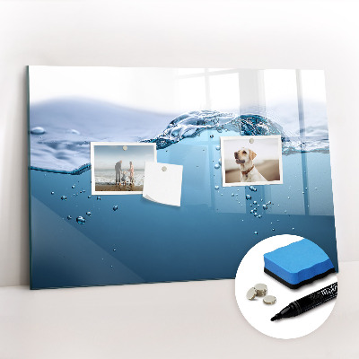 Dry erase magnetic board Water close-up