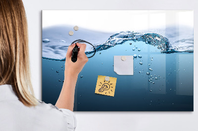 Dry erase magnetic board Water close-up