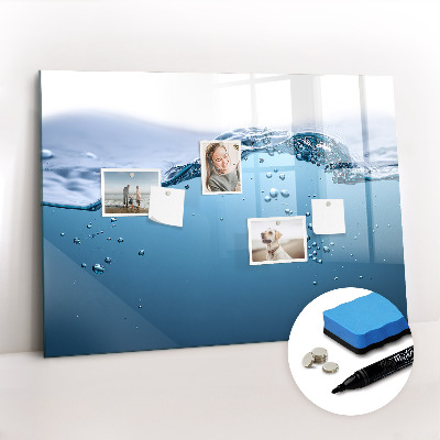 Dry erase magnetic board Water close-up