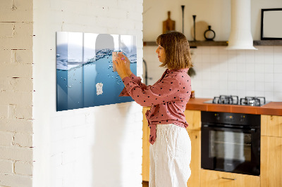 Dry erase magnetic board Water close-up