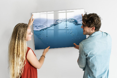 Dry erase magnetic board Water close-up
