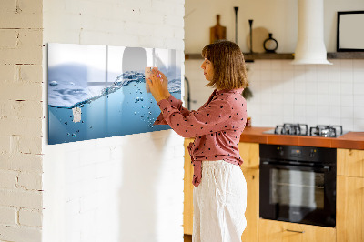 Dry erase magnetic board Water close-up