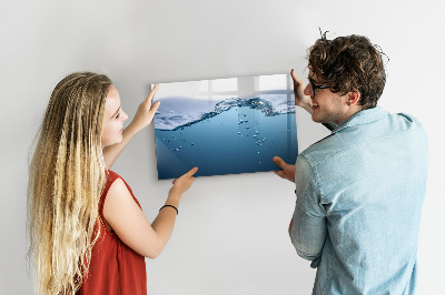 Dry erase magnetic board Water close-up