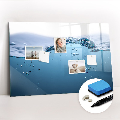 Dry erase magnetic board Water close-up