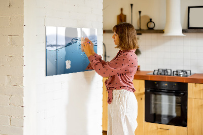 Dry erase magnetic board Water close-up