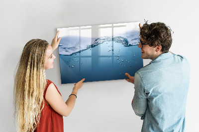 Dry erase magnetic board Water close-up