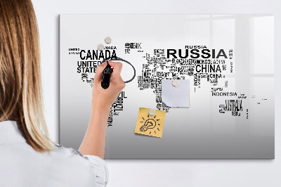 Dry erase magnetic board Continents from Letters