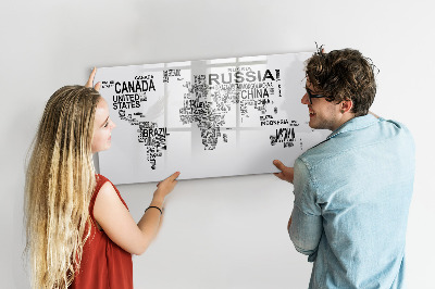 Dry erase magnetic board Continents from Letters