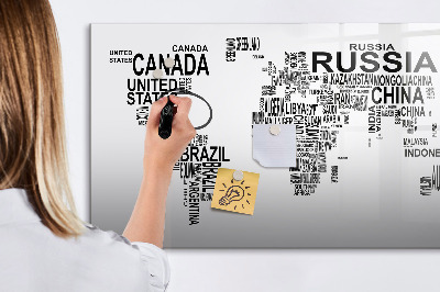 Dry erase magnetic board Continents from Letters