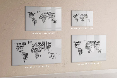 Dry erase magnetic board Continents from Letters