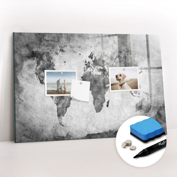 Magnetic dry erase board World Map