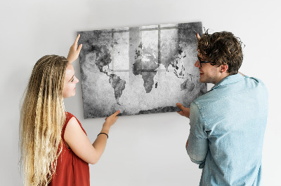 Magnetic dry erase board World Map