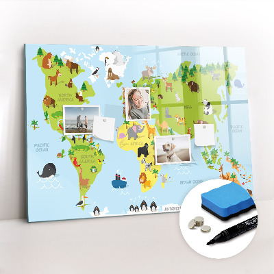 Magnetic drawing board World map with animals