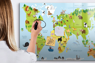 Magnetic drawing board World map with animals