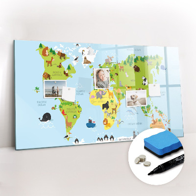 Magnetic drawing board World map with animals