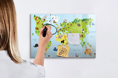 Magnetic drawing board World map with animals