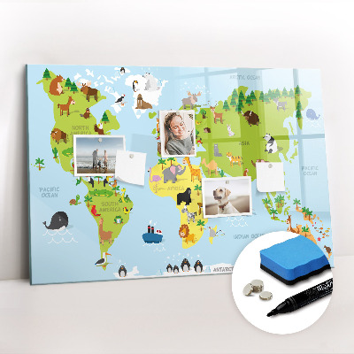 Magnetic drawing board World map with animals