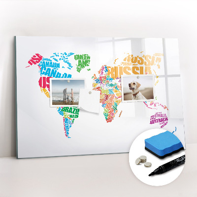 Magnetic dry erase board Colorful country names