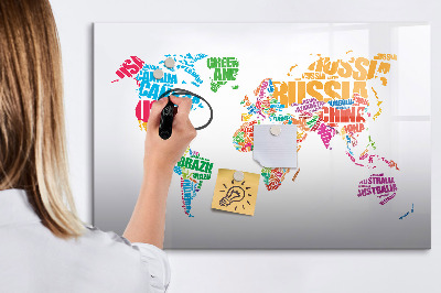 Magnetic dry erase board Colorful country names