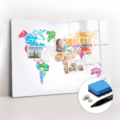 Magnetic dry erase board Colorful country names