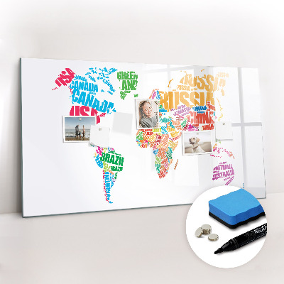 Magnetic dry erase board Colorful country names