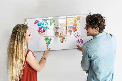 Magnetic dry erase board Colorful country names