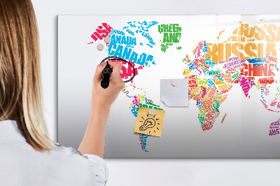 Magnetic dry erase board Colorful country names
