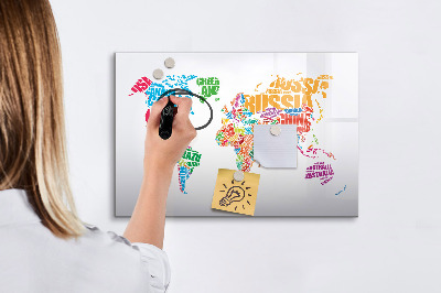 Magnetic dry erase board Colorful country names