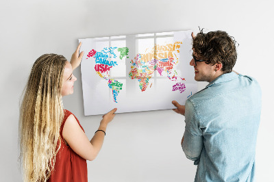 Magnetic dry erase board Colorful country names