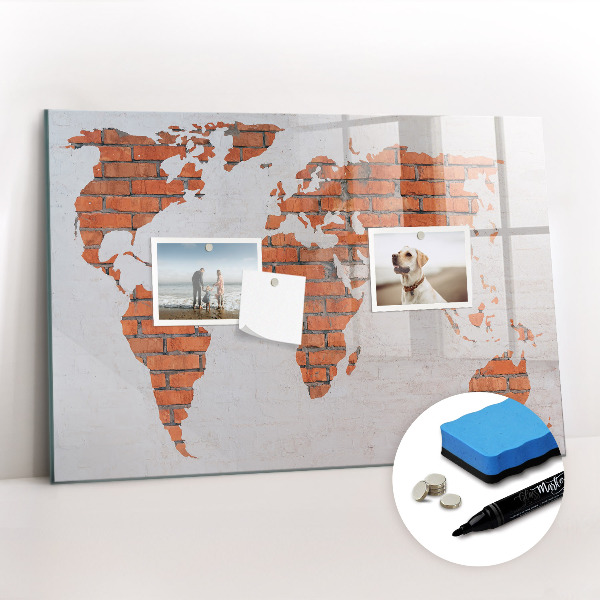 Magnetic dry erase board Brick World Map
